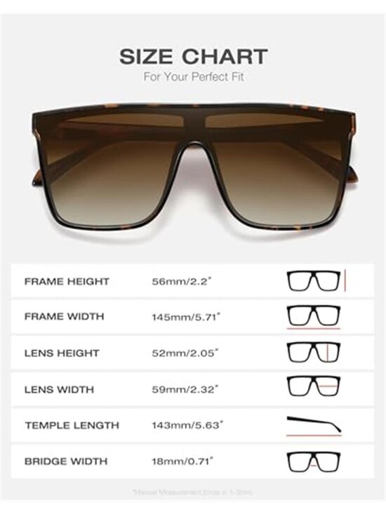 Unisex Trendy Square Oversized Sunglasses Retro Flat Top Shield Sun Glasses